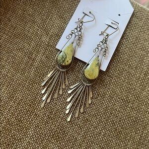 Elegant Yellow and Silver Dangle Earrings